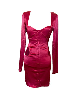 Kaylee Kollection Satin Red Dress • S